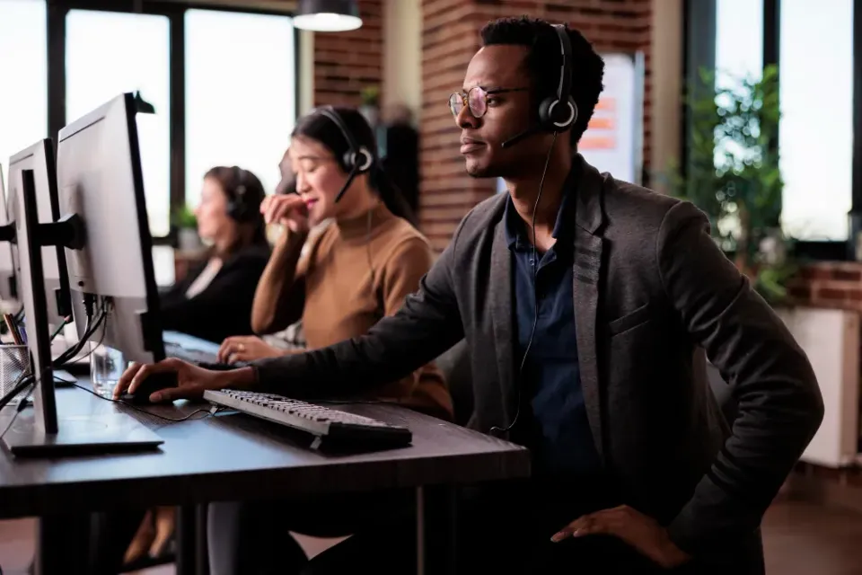 A contact centre team helping residents