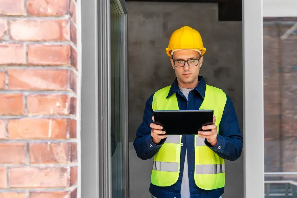 An engineer carrying out a compliance inspection