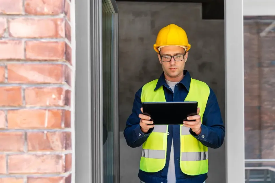 An engineer carrying out a compliance inspection
