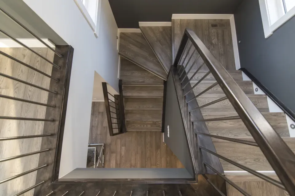 A communal stairwell inside a block of flats