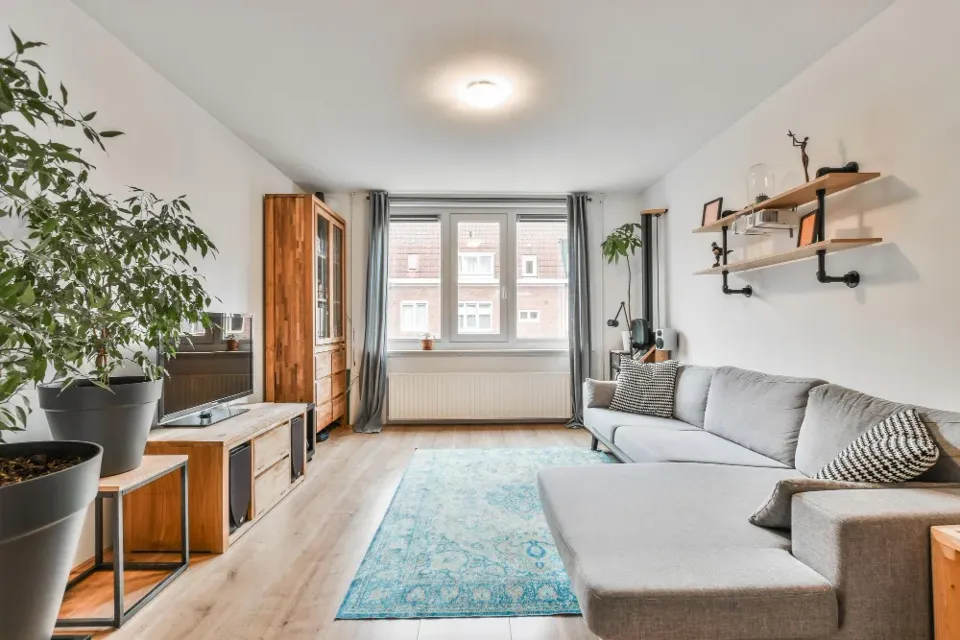 The living room of a modern let apartment