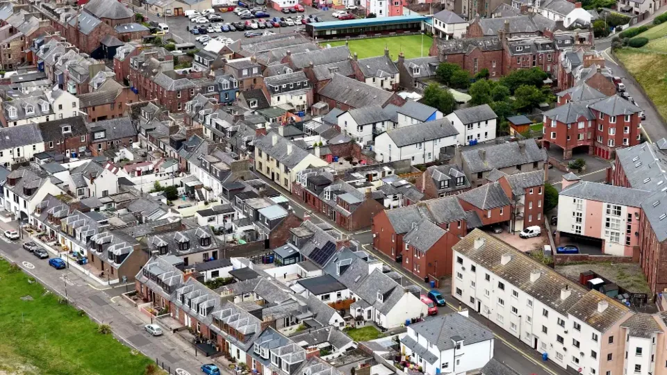 Terraced housing seen from the air