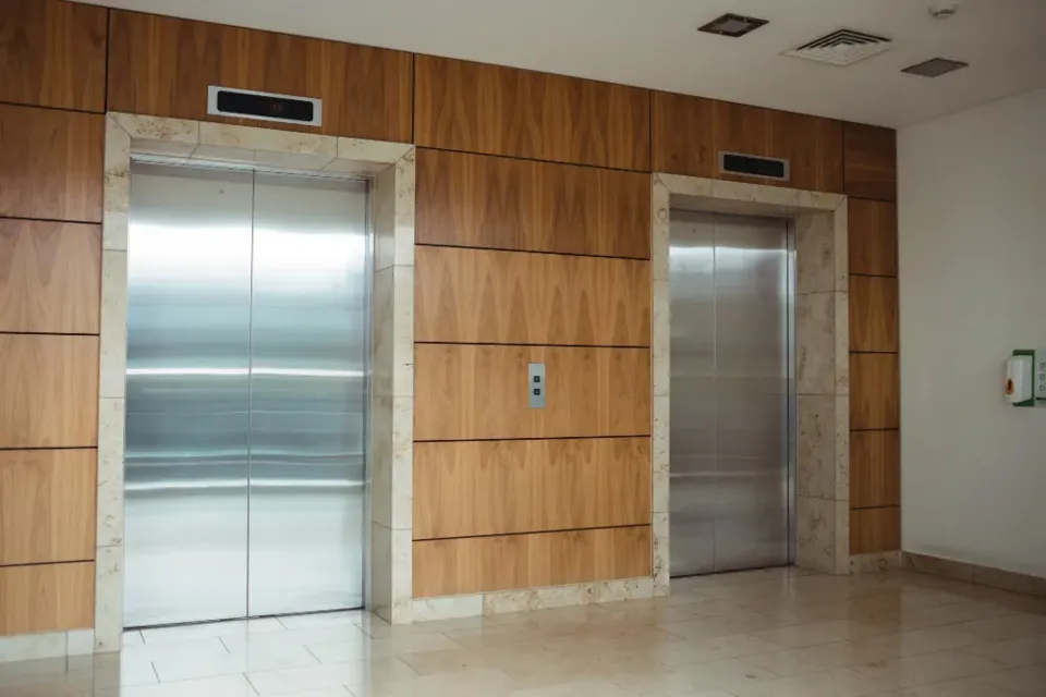 Lift doors in the lobby of a block of flats