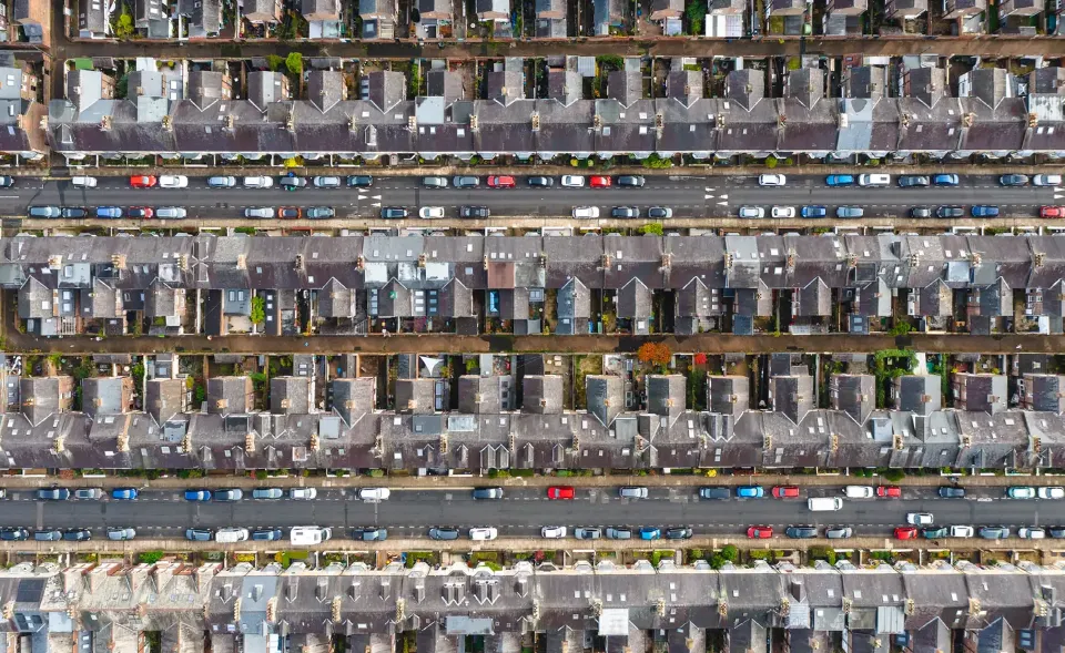 Terraced housing seen from above